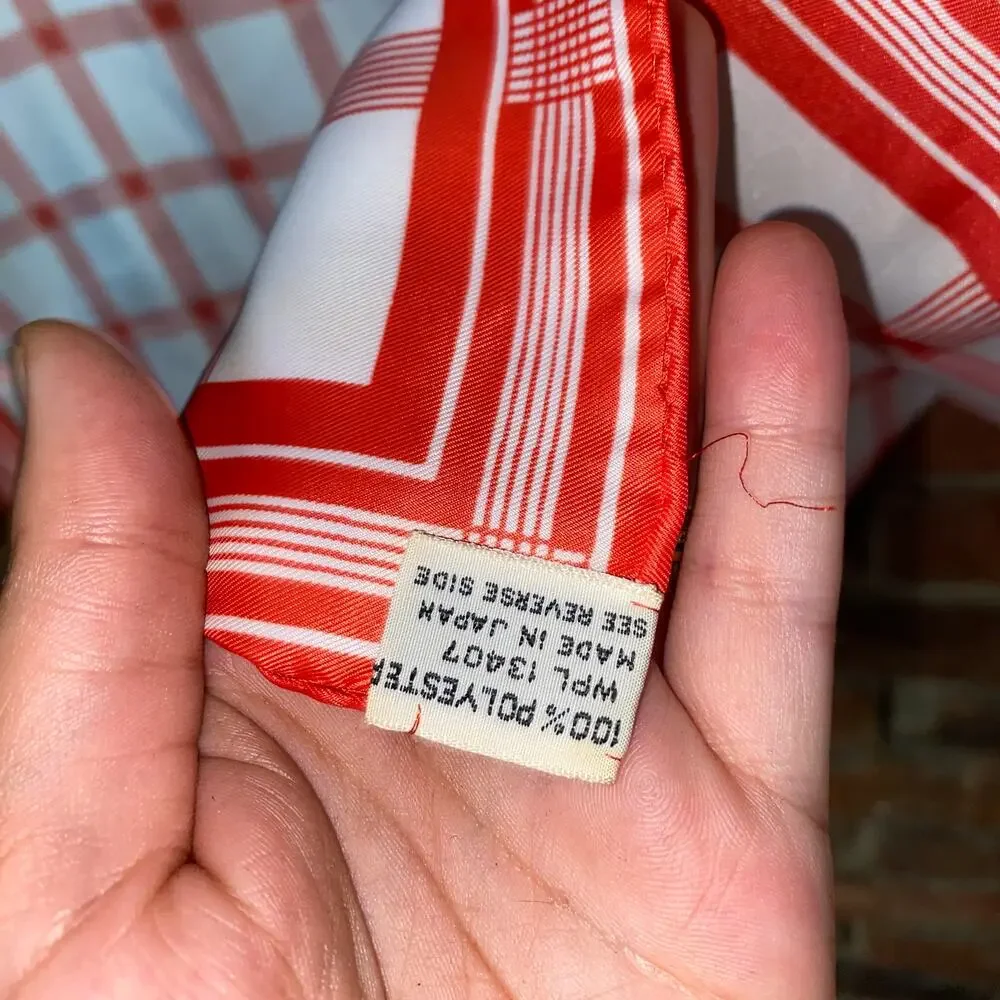Vintage Red & White Plaid Square Scarf Women's